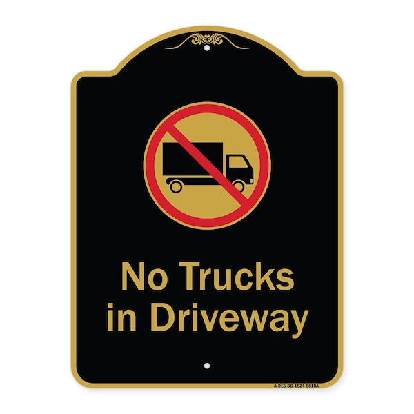 Designer Series-No Trucks In Driveway With Graphic Black & Gold, 24" x 18", BG-1824-9810
